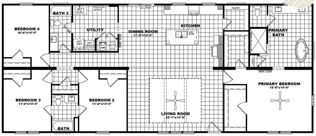 The oceanside floor plan home features