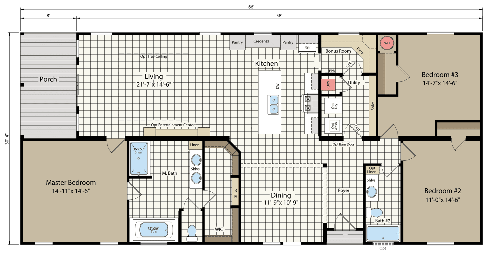 Titan extreme 3266a [the aspen] floor plan home features