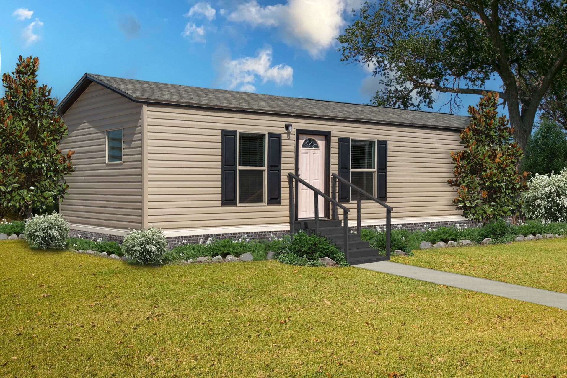 14 wide s-14×60-21sa (bank repo) hero, elevation, and exterior home features